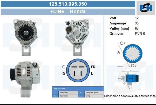 Alternatör 12v 95ah Honda Accord V 2,2 16v Cc Cd Cd F22z 1993 1998 | Pluslıne 1012115480