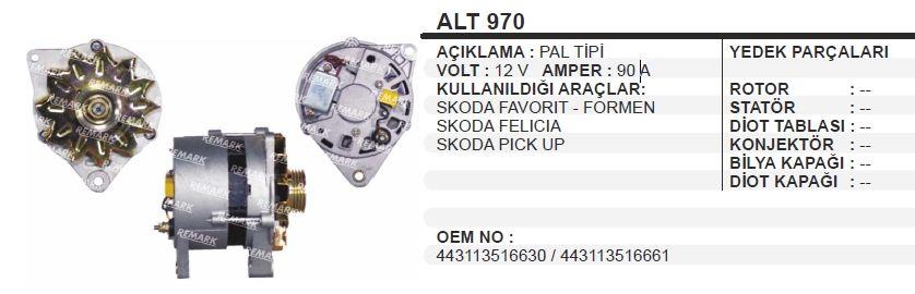 Alternatör 12v 70ah Skoda Felicia Favorit Formen Pıckup Alt970 | Pmx Alt970
