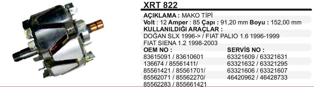 Rotor 12v 85ah Slx Palio Marellitip Xrt822 | Pmx Xrt822