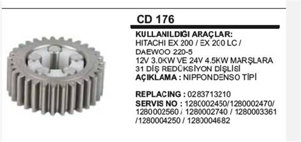 Rediktör İç Dişli Seti 31diş Denso 4,5 Kw.tüm Marşlara | Ith Mdcd176