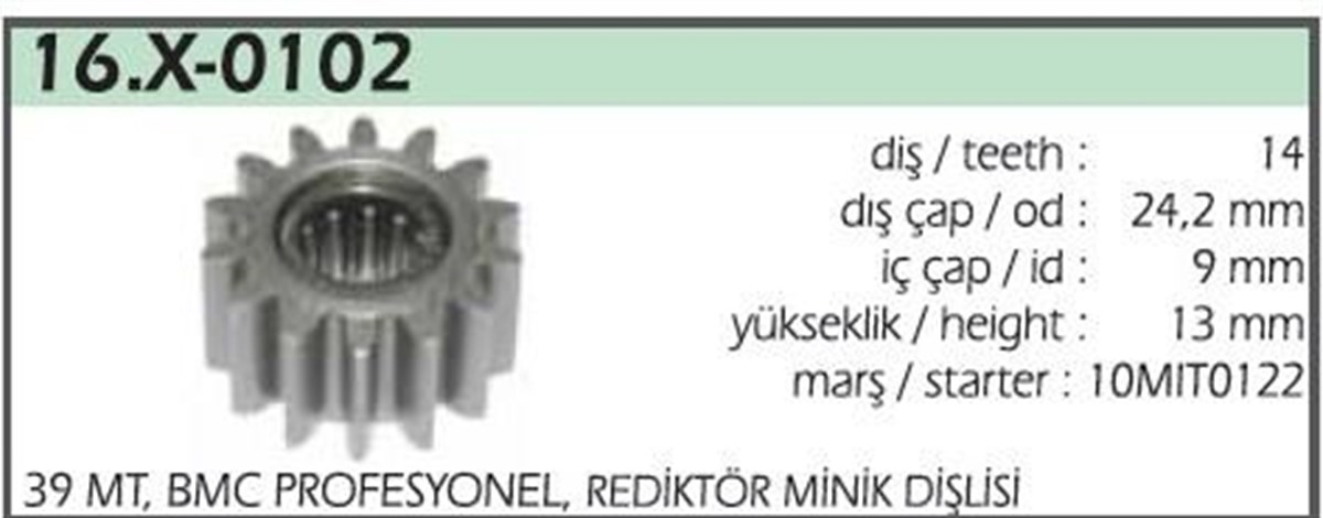 Rediktör Küçük Dişlis Bmc Proferyonel 39mt | Ith Cd16x0102