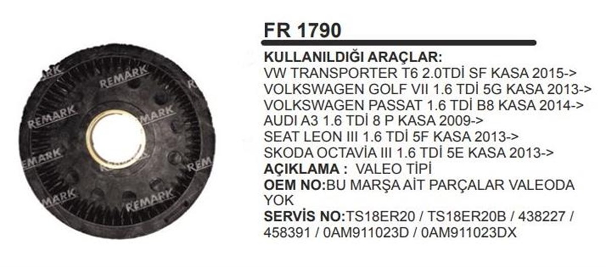 Rediktör Plastiği 56diş Vw T6 T15 Golf 7 Passat Vw Transporter 1,6 14-a3-seat Iıı 13- Ts18e | Ith Fr1790