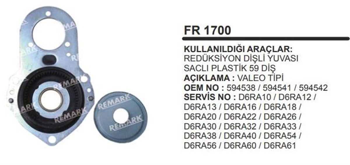 Rediktör Plastiği 59diş İnce Valeo Tip Fr1700 İnce Diş | Martek Fr1700