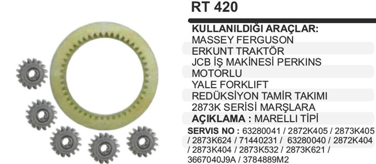 Rediktör Plastiği Yatak Perkins Mf Massey Ferguson Erkunt Traktör Jcb İş Makinası Yale Forklift Rt420 | Martek Rt420
