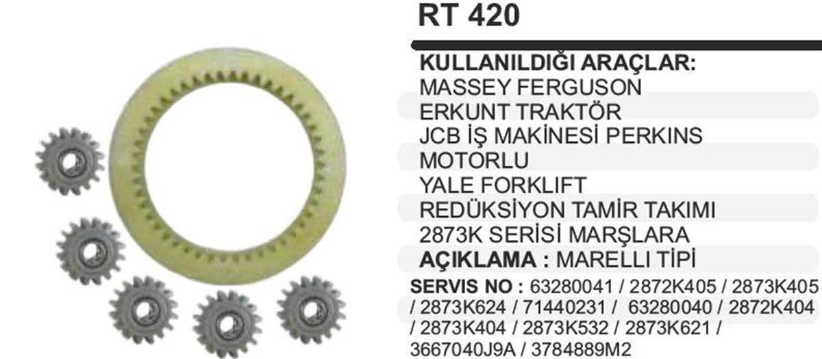 Rediktör Plastiği Yatak Perkins Mf Massey Ferguson Erkunt Traktör Jcb İş Makinası Yale Forklift Rt420 | Martek Rt420