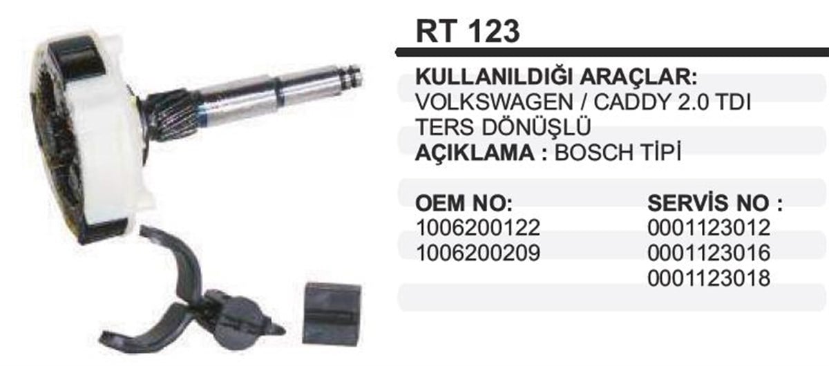 Rediktör Takımı Bosch Tipi Vw Caddy 2.0 Tdı Ters | Ith Rt123