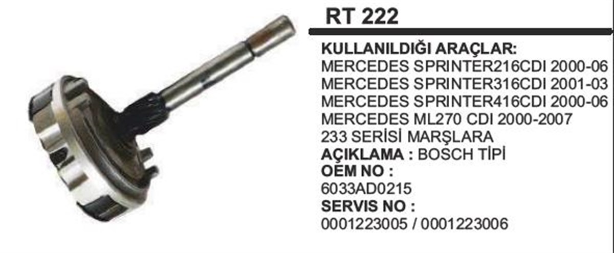 Rediktör Takımı Daily-sprinter Dişli Mili.rt222 | Ith Rt222