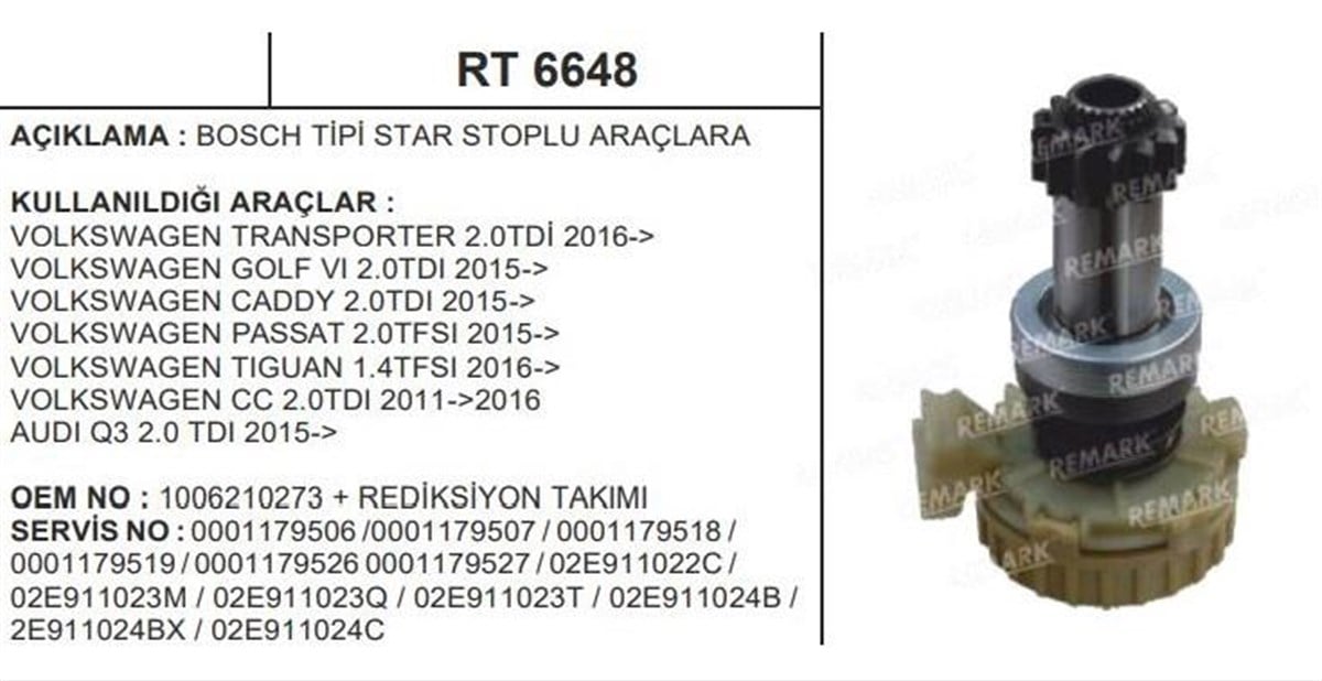 Rediktör Takımı +dişli Komple Vw Transporter Golf Vı Caddy Passat Tıguan Audı Q3 | Ith Rt6648
