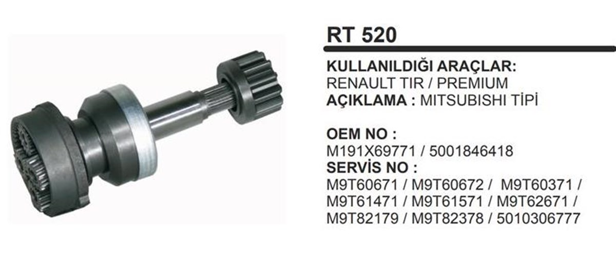 Rediktör Takımı +dişli Reno Tır-premium Mercedes Axor Volvo Man Man Tga Tgx Tgl | Martek Rt520