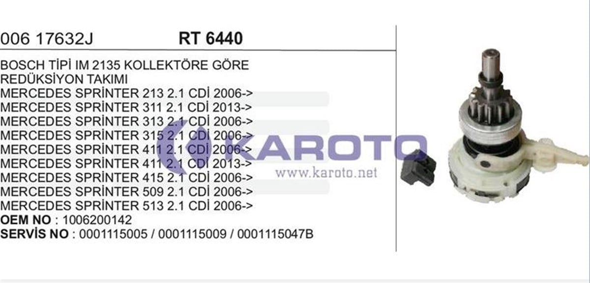 Rediktör Takımı Dişlili Mercedes Benz Sprinter Im2135 Kollektöre Göre | Ith Rt6440