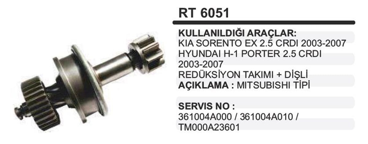 Rediktor Takımı+dişli Kia Sorento-h1 | Ith Rt6051