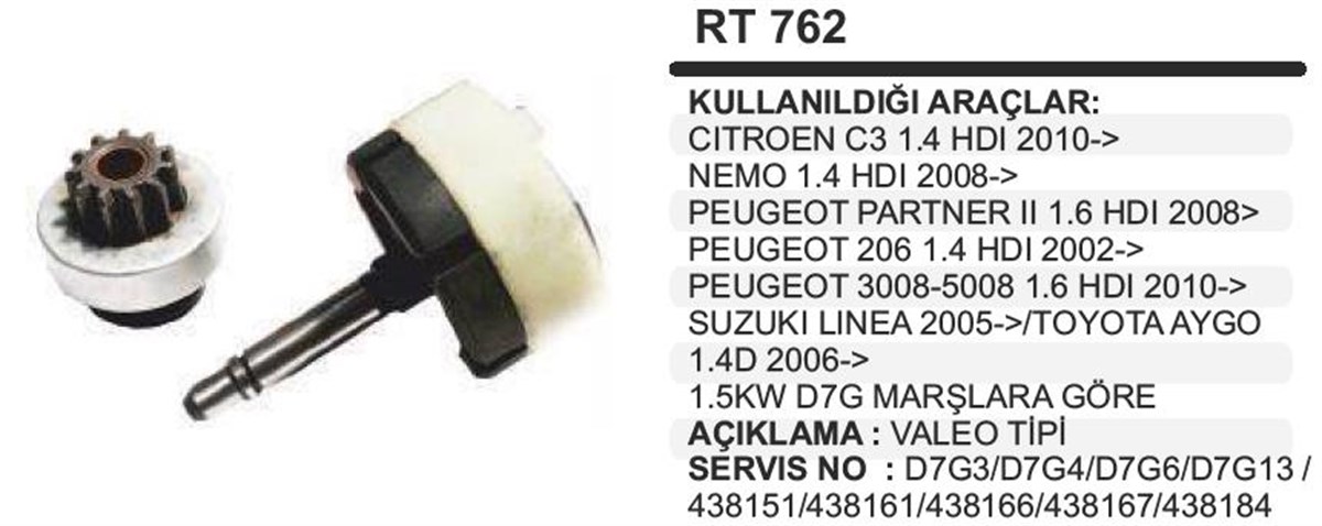 Rediktör Takımı+dişlisi 11diş D7g Partner-206-207 Suzuki Linea Toyota Aygo | Remark Rt762