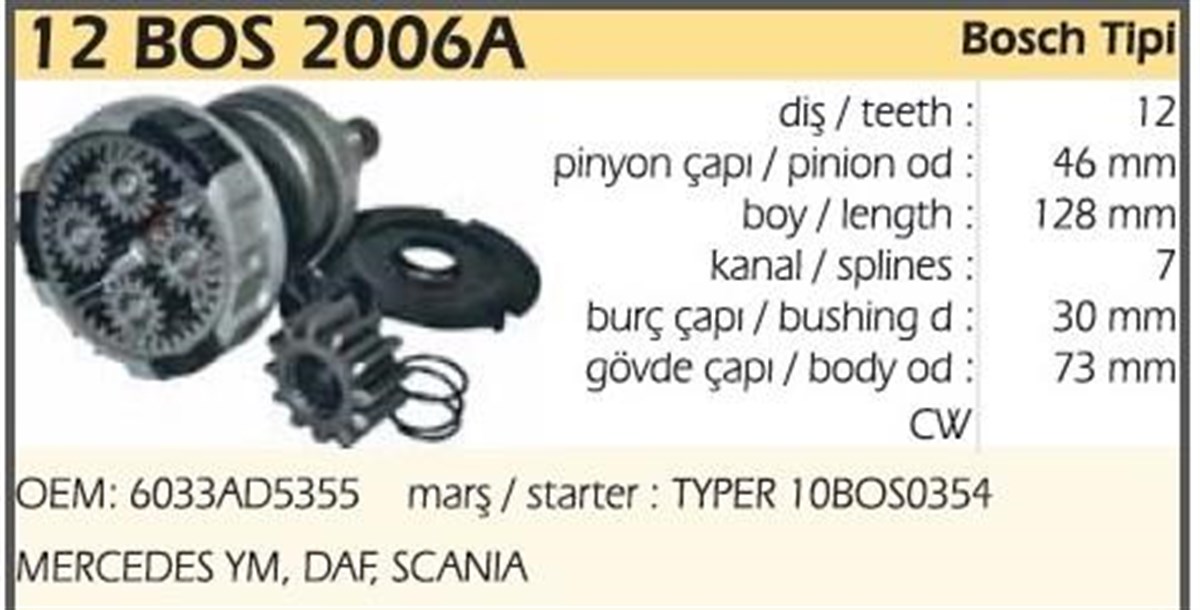 Rediktör Takımı+marş Dişlisi 12diş Mercedes Daf Scanıa Ym.12bos2006a | Ith Rt12bos2006a