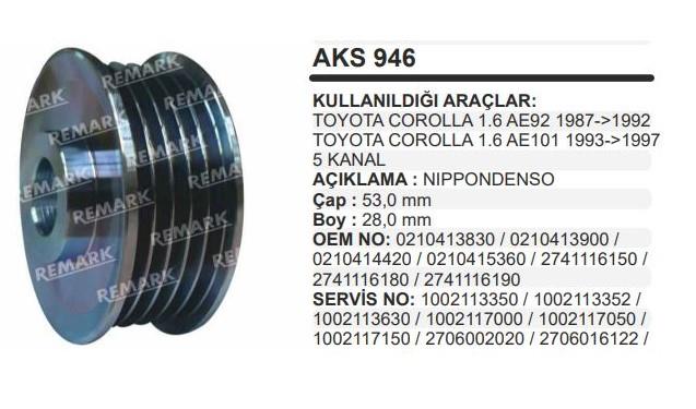 Alt. Kasnağı 5pk Toyota Corolla 87-97 Nippo Denso | Remark Aks946
