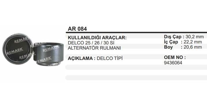 Rulman Alternatör Rulmanı Delco 25 26 30 | Remark Ar084