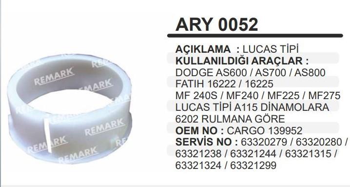 Alternatör Rulman Yuvası Lucasa115 Mf Dodge Fatih 6202 | Remark Ary0052