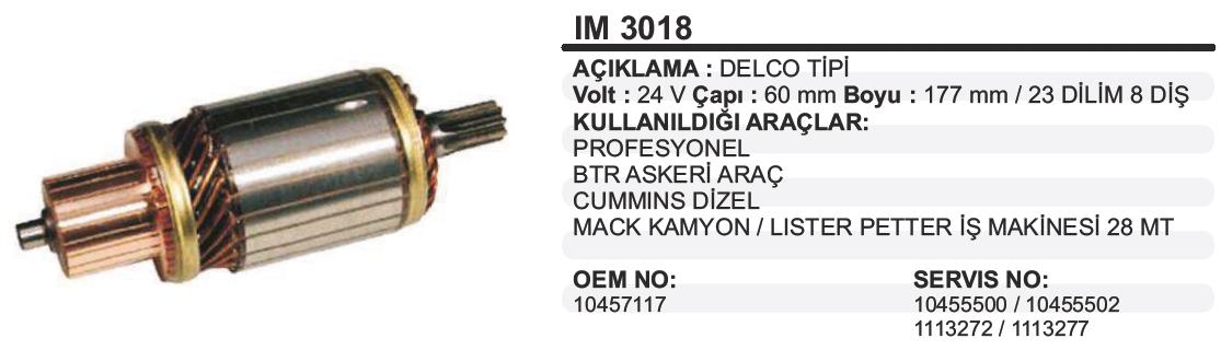 Marş Kollektörü 24v Delco Bmc 28mt Pro Profesyonel Cummins İş Makinası 60x177x8 Im3018 | Remark Im3018