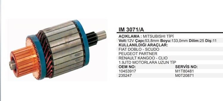 Marş Kollektörü 12v Pejo Kango 53.5x133x11 | Remark Im3071a