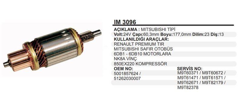 Marş Kollektörü 24v Renault Premium Tır Safir Otobüs Axor (rulmansız) Mits Safir 60.3x177x13-ım3096 | Remark Im3096