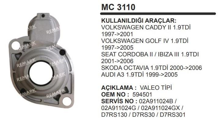 Pinyon Kapağı Vw Caddy Iı 97-01 Golf Iv 97-05 Passat Seat Leon Cordoba Iı İbiza Skoda Octavia Audi A3 99-05 D7rs Valeo Tip | Remark Mc3110