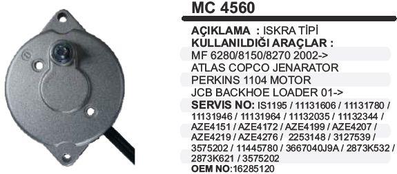 Marş Arka Kapak Mf Erkunt Jcb Atlas Copca Jeneratör Perkins Jcb Loader Mc4560 | Remark Mc4560