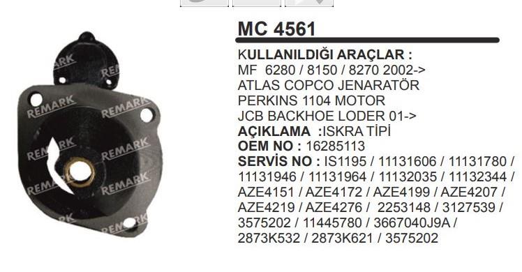 Pinyon Kapağı Iskra Tipi Mf Jcb Loader Perkins Sağ Ağız Atlas Jeneratör | Remark Mc4561