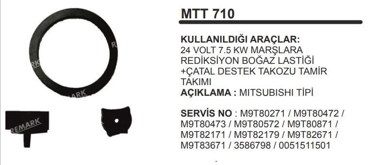 Marş Motoru Tamir Takımı 24v Mitsubishi Tipi 7,5 Kw Büyük Lastik+takoz | Remark Mtt710