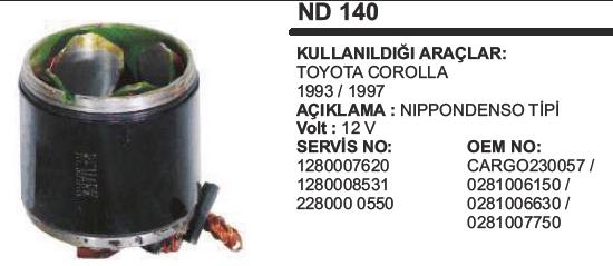 Marş Yastığı 12v Toyota Corolla 65*47*62 Nd140 | Remark Nd140
