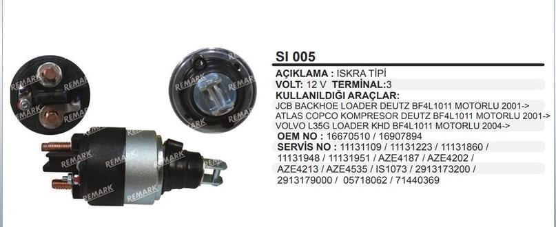 Marş Otomatiği 12v Jcb Atlas Copco Kdh Dutzs Şap Makinası | Remark Sı005