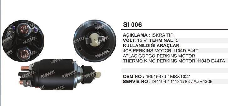 Marş Otomatiği 12v Iskra Tip New Holland Erkunt Jcb Fişli Mf Gold Jcb Erkunt | Remark Sı006