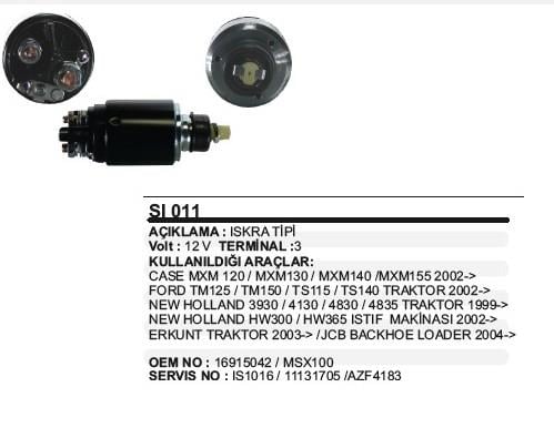 Marş Otomatiği 12v Iskra Tip New Holland Erkunt Jcb Fişli Mf Gold Jcb Erkunt | Remark Sı011