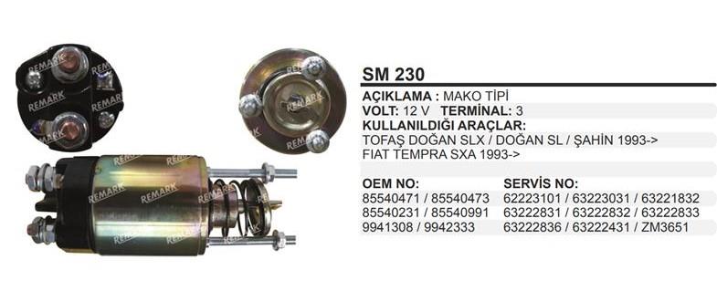 Marş Otomatiği 12v Fiat Tofaş Doğan Slx Tempra Mako Tipi | Remark Sm230