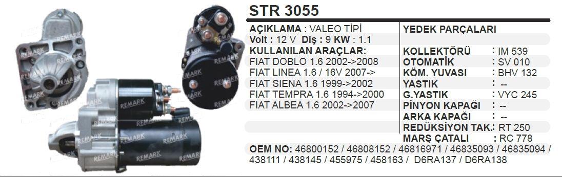 Marş Motoru 12v 9diş Tempra Doblo Lınea Sıena Albea | Remark Str3055