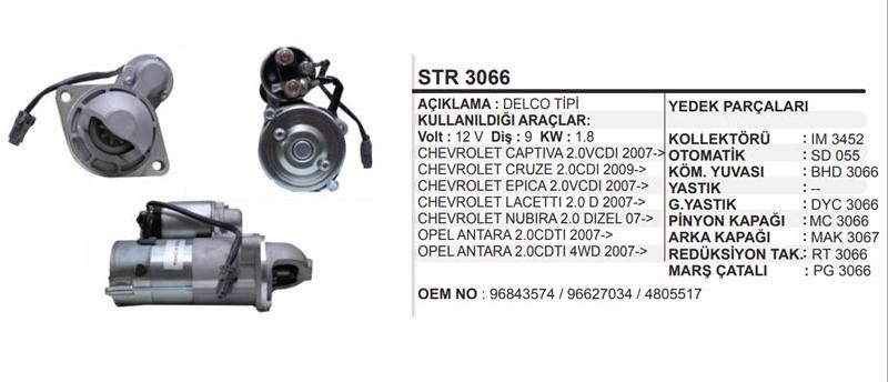 Marş Motoru 12v 9diş Chevrolet Captiva | Remark Str3066