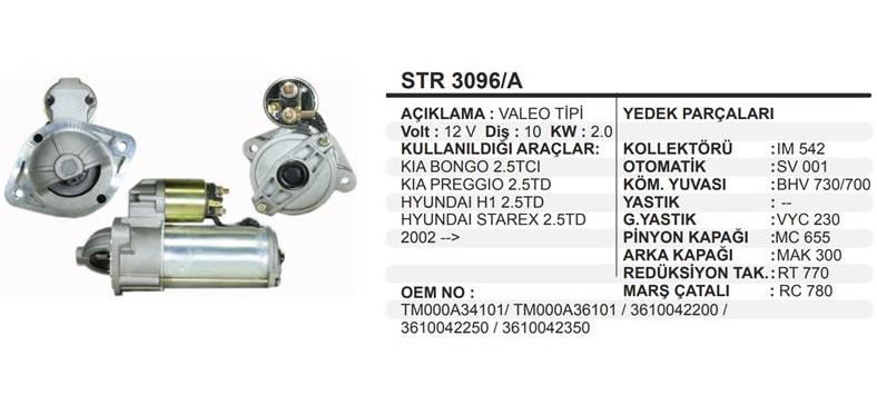Marş Motoru 12v 10diş D7r Starex Bongo 2.5 (uzun Burun Dişli Önde) | Remark Str3096a