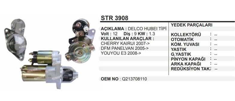 Marş Motoru 12v 9diş Cherry Dfm Panelvan | Remark Str3908