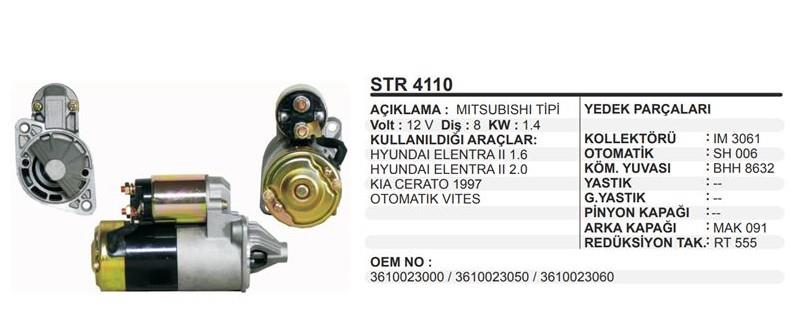 Marş Motoru 12v 8diş Hyundai Elentra Kia Cerato 1.6 2.0 | Remark Str4110