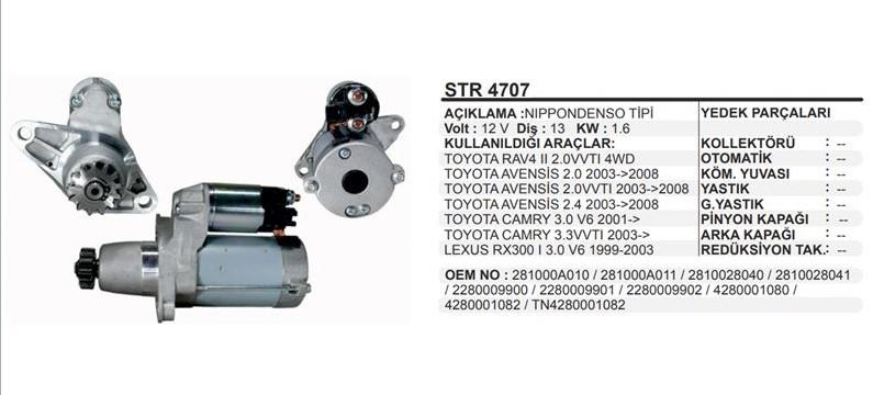 Marş Motoru 12v 13diş Toyota Rav4-camry-avensıs 03- | Remark Str4707