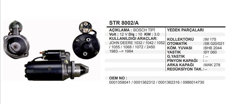 Marş Motoru 12v 10diş John Deere 83-94 | Remark Str8002a