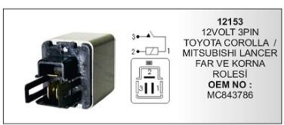 Röle 12v Toyota Mıtsubıshı Toyota Corolla 3pin | Vertex Vr12153