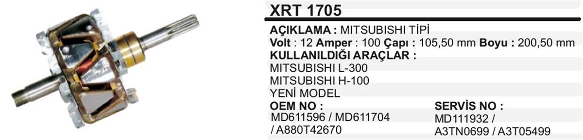 Rotor 12v 100ah-110ah Hyundai Starex Xrt1705 | Ith Xrt1705