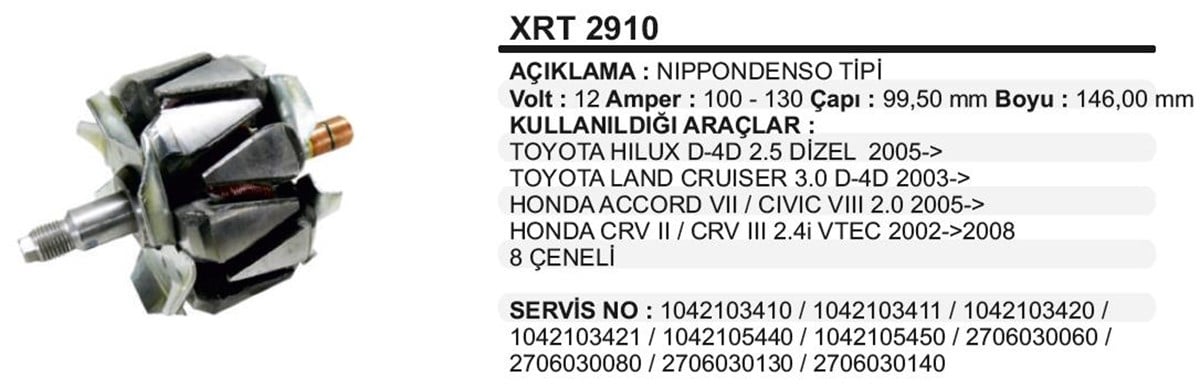 Rotor 12v 100ah-130ah Ford Focus Cmax Xrt2910 | Ith Xrt2910
