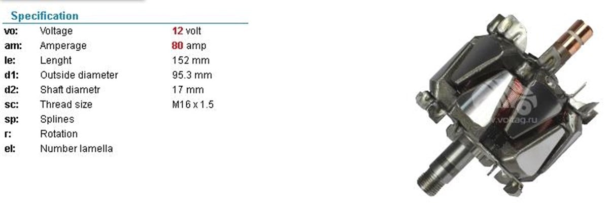 Rotor 12v 100ah Peugeot Vw Passat Peugeot Mercedes | Ith Xrt1165