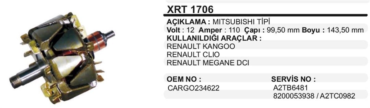 Rotor 12v 110a Clio Kango Megane Xrt1706 | Ith Xrt1706