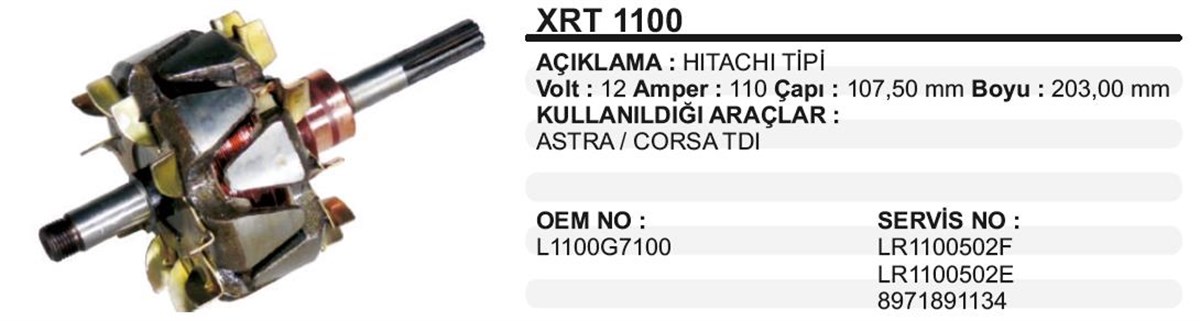 Rotor 12v 110ah Opel Combo C Corsa C Astra G Merıva A 1.7dtı) | Ith Xrt1100