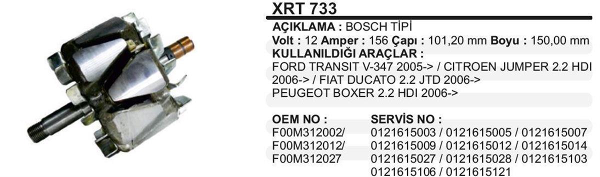 Rotor 12v 156ah Ford Transit V347 Volvo Ducato Xrt733 | Kemali Ka033