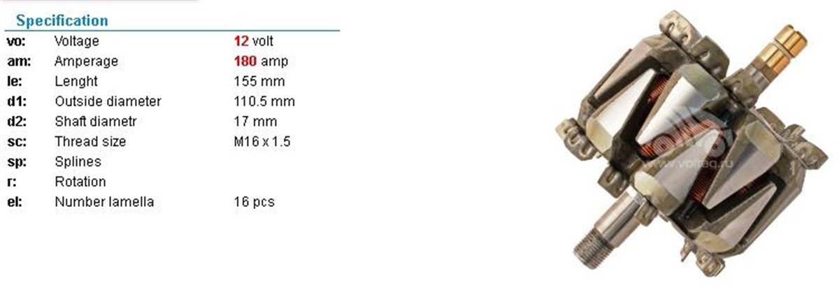 Rotor 12v 180ah Mercedes Sprinter Audi-a6-q7 Bmw Dodosu-bosch Tip Olmuyor | Ith Xrt8812