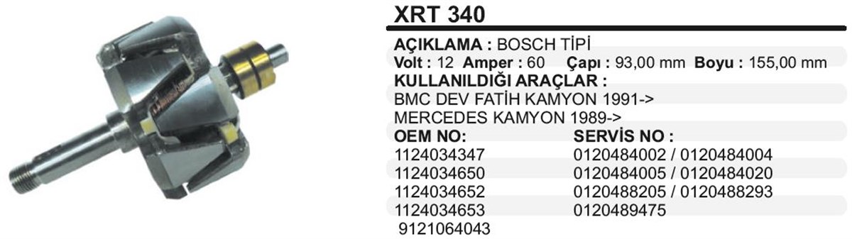 Rotor 12v 60ah Dev Fatih-mercedes Kamyon Xrt340 | Ith Xrt340