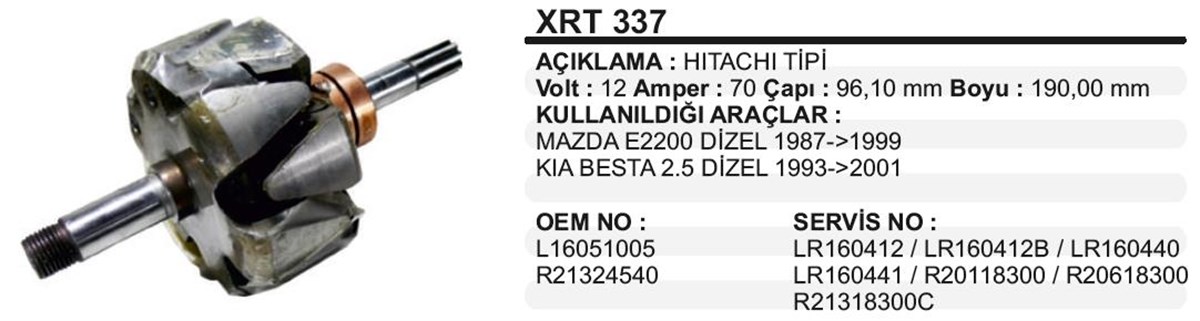 Rotor 12v 70ah Isuzu Nkr 97*190 Xrt337 | Ith Xrt337