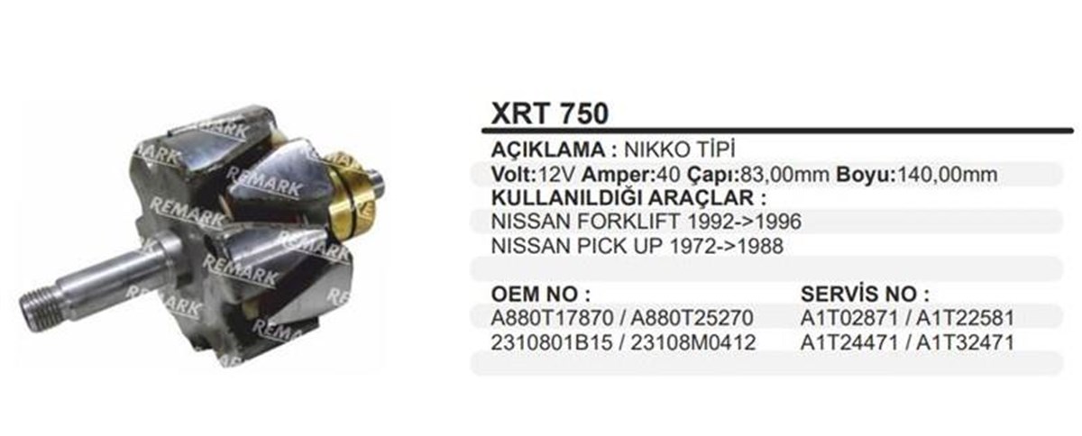 Rotor 12v Nıkko Nissan Forklift | Ith Xrt750